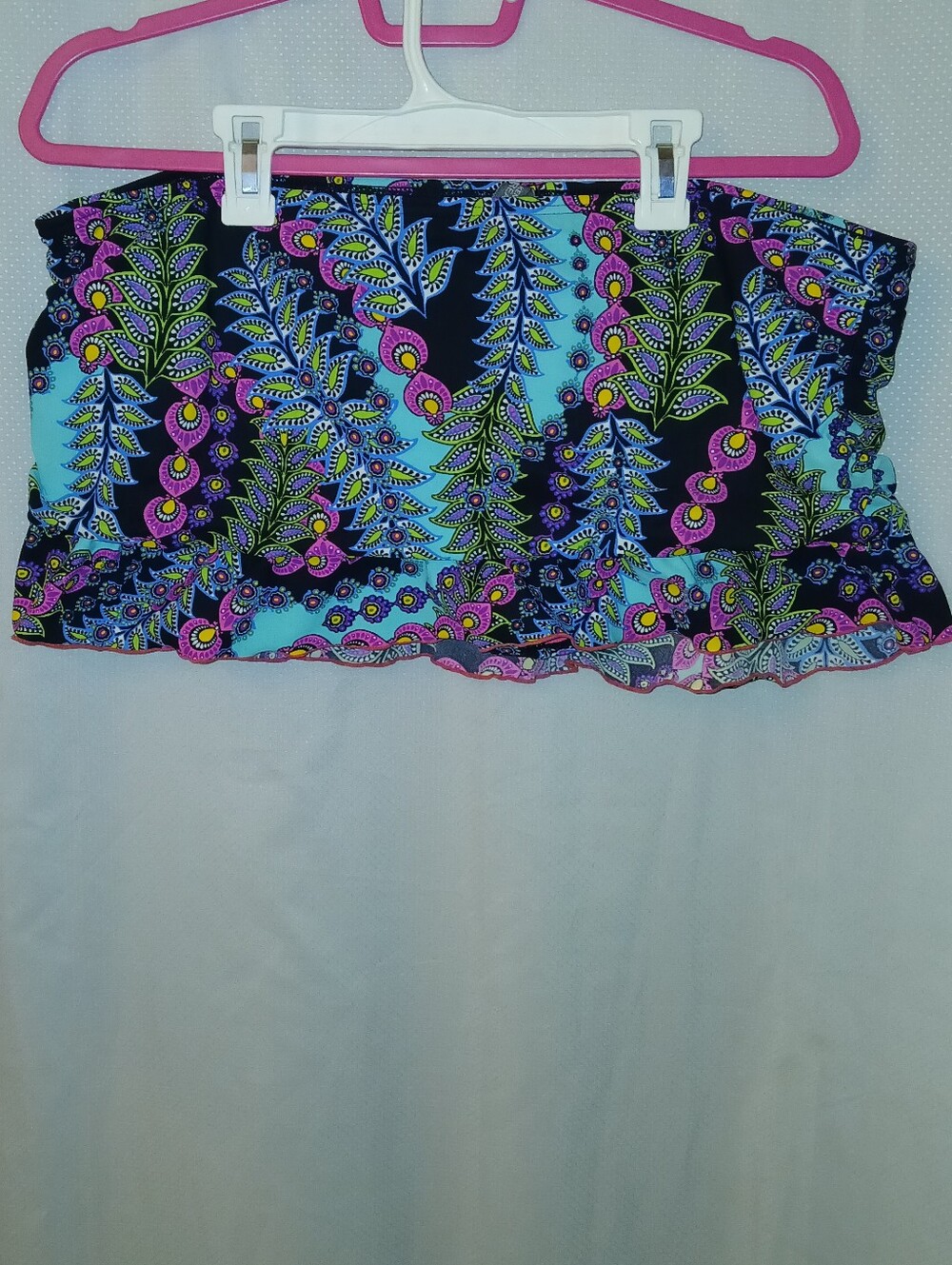 Kenneth Cole Reaction Black and Multi Color Patterned Ruffled Bikini Skirt